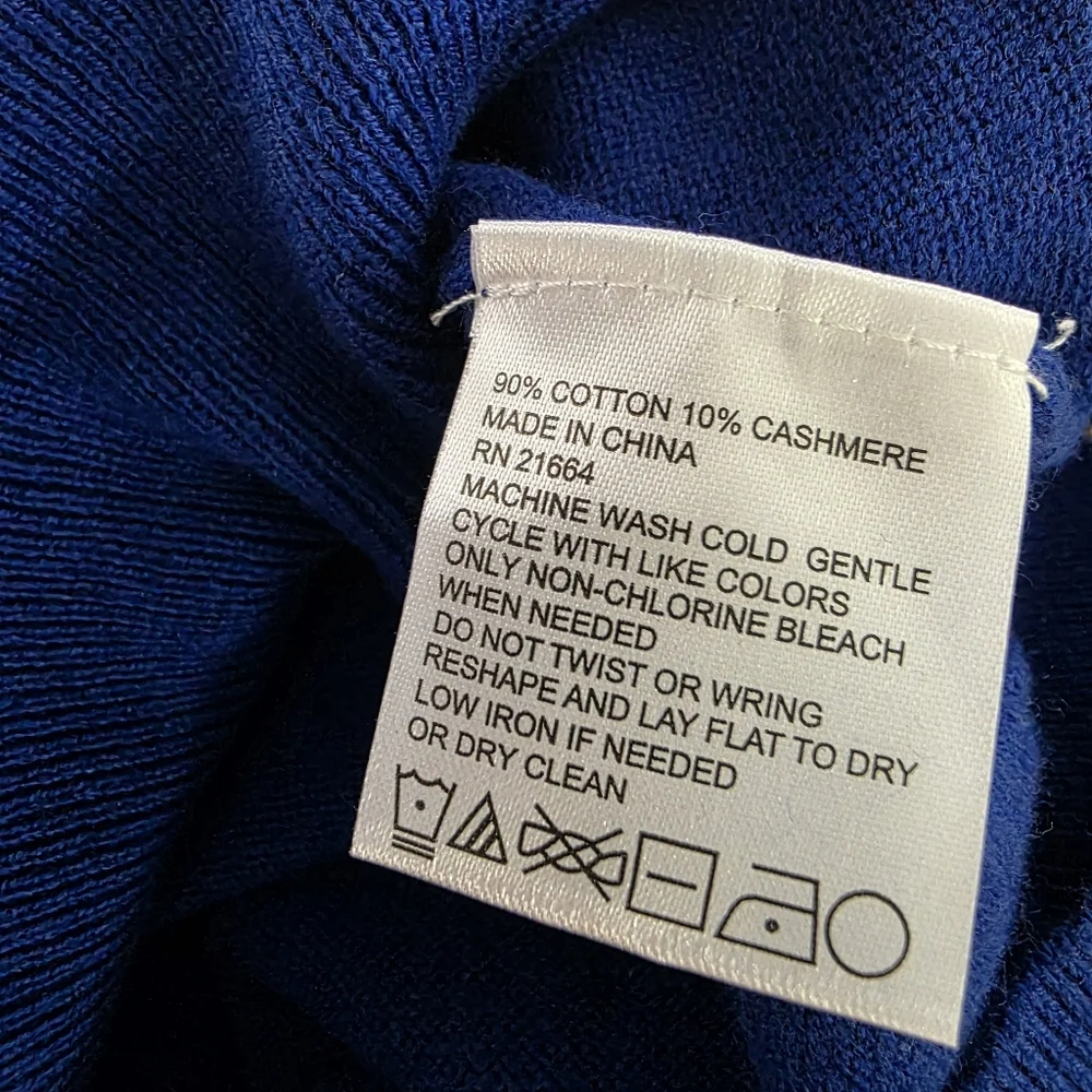 Foxcroft V-Neck Long Sleeve Cashmere Blend Blue Knit Stretch Sweater Sz XXL‎ NWT